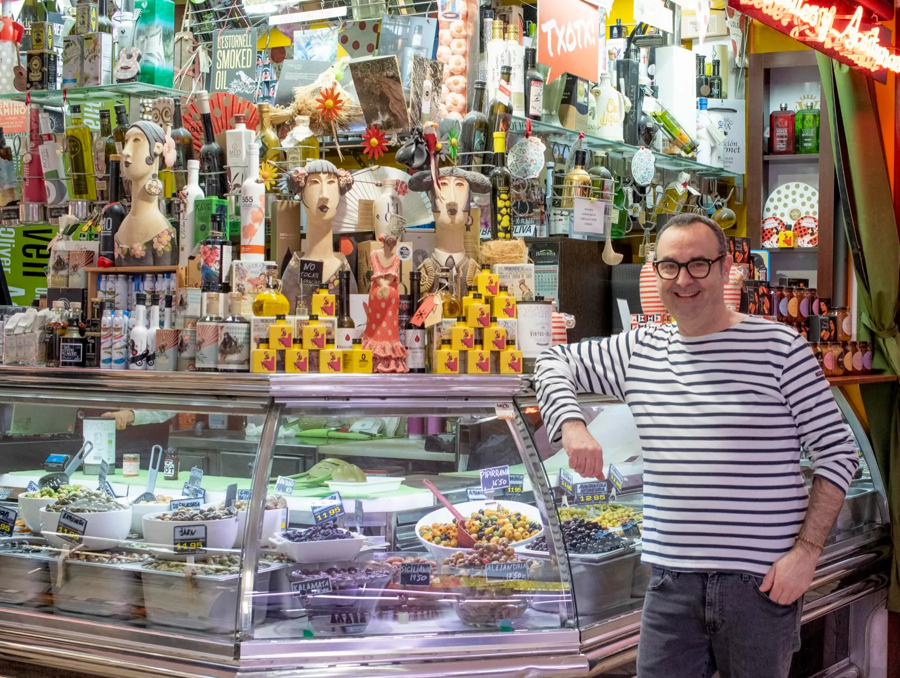 Chef Ben at a stall in La Bretxa market, San Sebastián