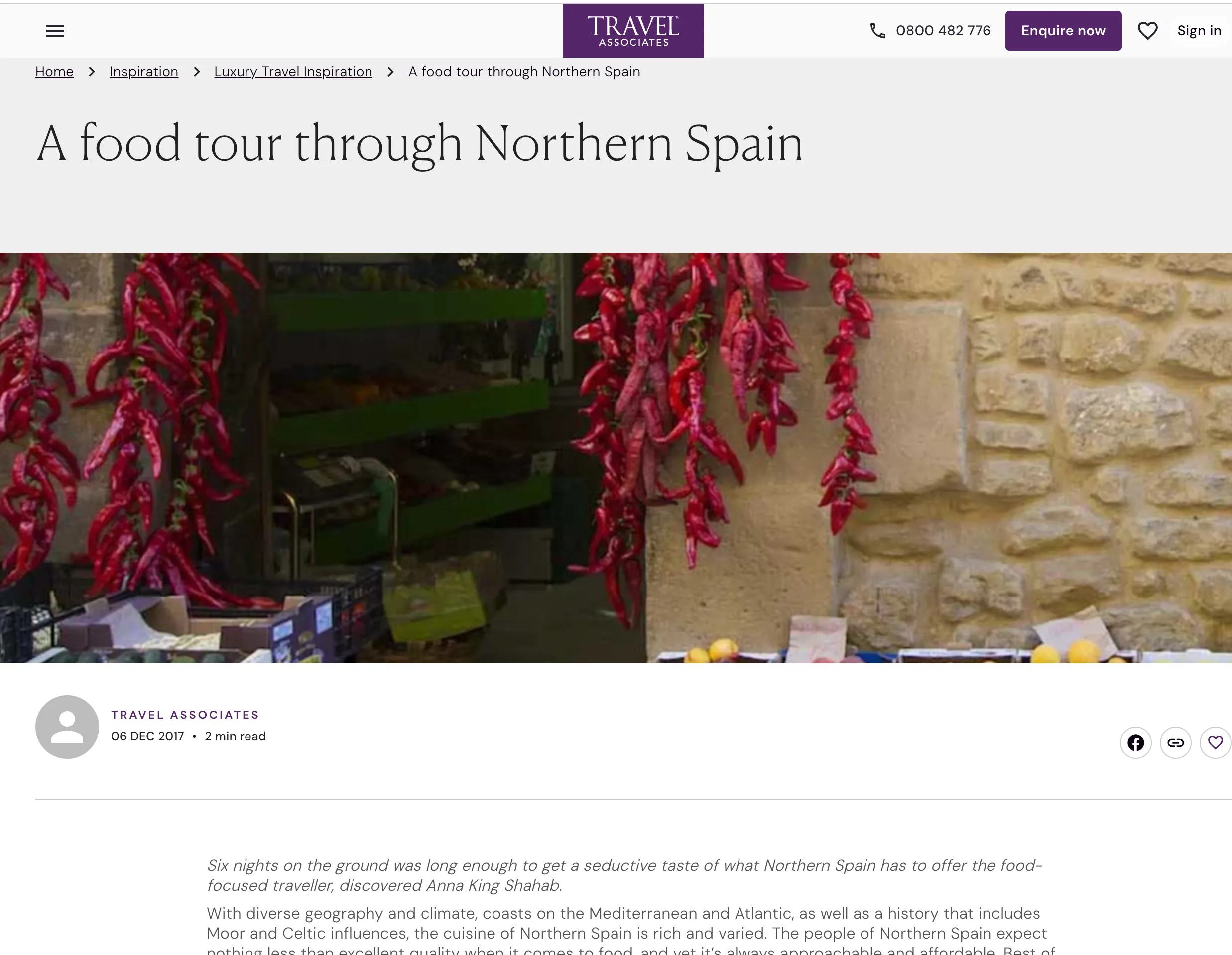 Travel Associates — A food tour through Northern Spain